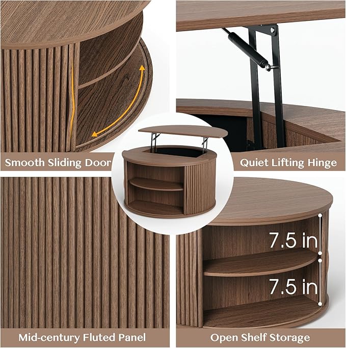 JOINICE 31.5" Round Lift Top Coffee Table