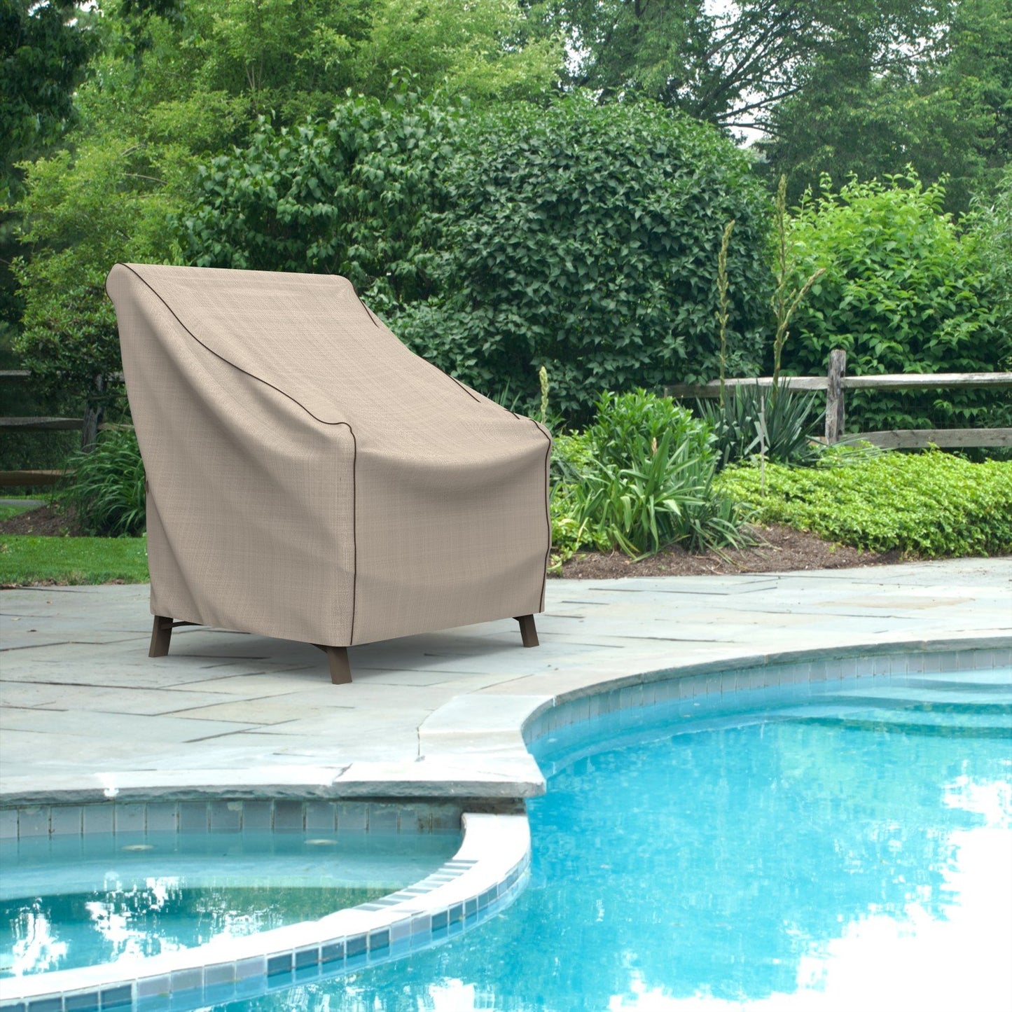 Budge English Garden Patio Chair Cover, Waterproof & UV-Resistant Outdoor Furniture Cover, Fits Medium Patio Chairs up to 36" W x 36" D x 36" H, Tan Tweed