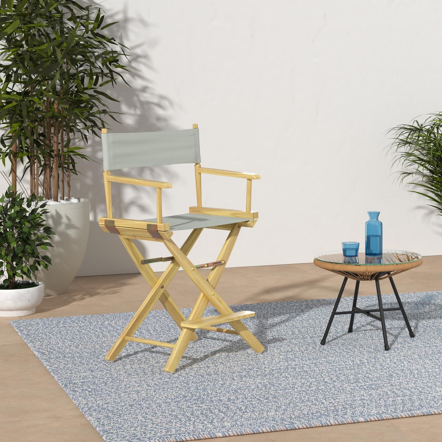 Casual Home 24" Director's Chair Natural Frame with Grey Canvas, Counter Height