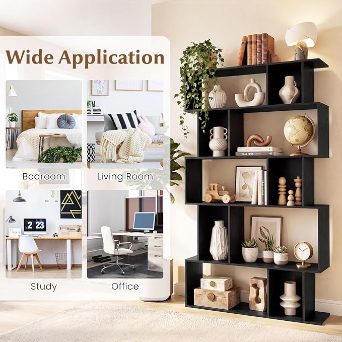 Giantex 5-Tier Bookshelves Set of 2, 10-Cube Geometric Bookcase