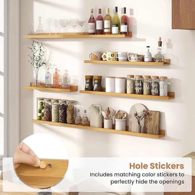 Fun Memories Picture Ledge Shelves Set of 2, 36 Inch Rustic Wall Mounted