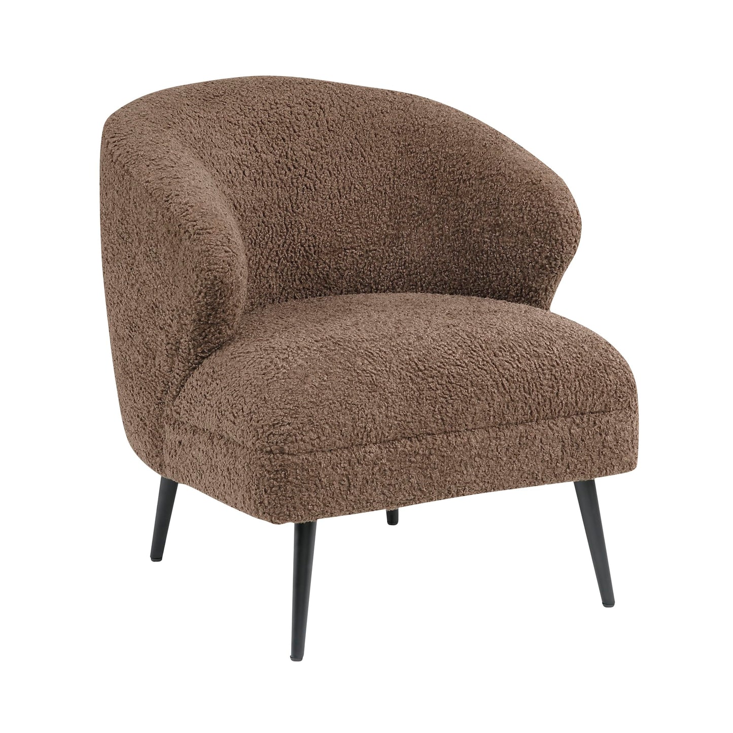 Lexicon Modern Accent Chair, Boucle Fabric Upholstered Single Sofa Chair with Curved Back for Living Room/Bedroom/Office/Apartment, Brown