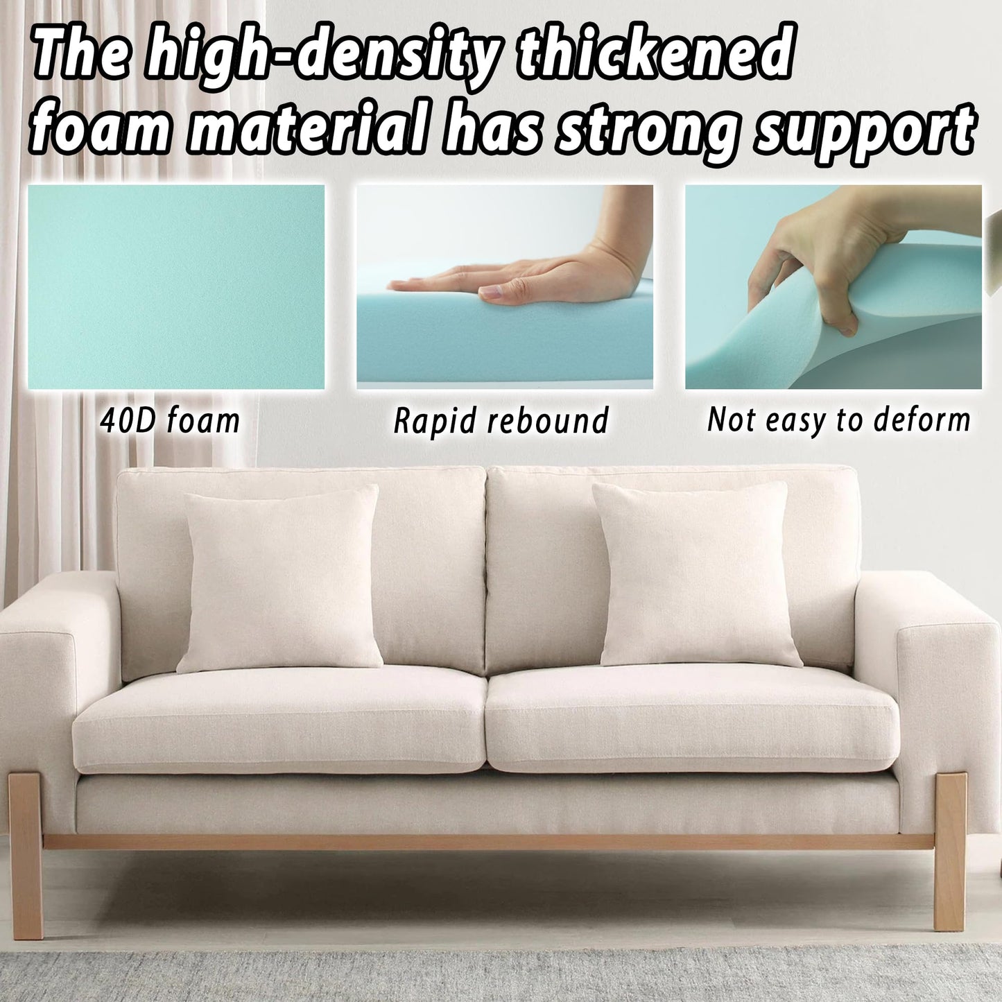 Desunqin 2PCS 22 x 22 x 2.4 in Large Size Couch Cushion Support for Sagging Seat, 40D Arc Sofa Cushion Support, High Rebound Couch Seat Support, Repair Sofa Dents to Improve Comfort, Blue