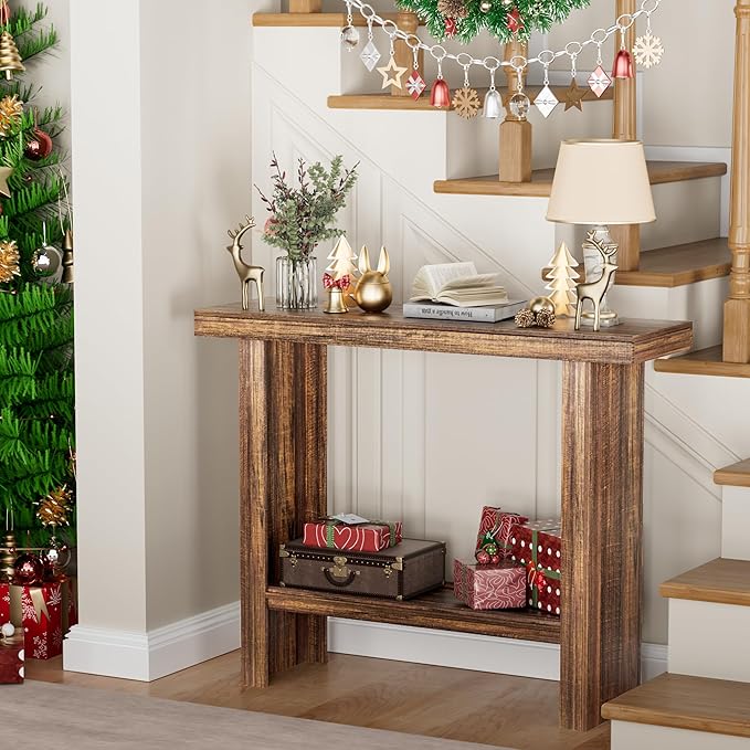 LIFECHOVY Farmhouse Wood Entryway Table Narrow Console Tables