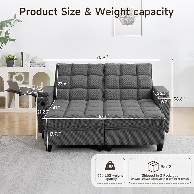 70.9" Chaise Lounge Chair Indoor, Oversized Boucle Upholstered Sofa Bed