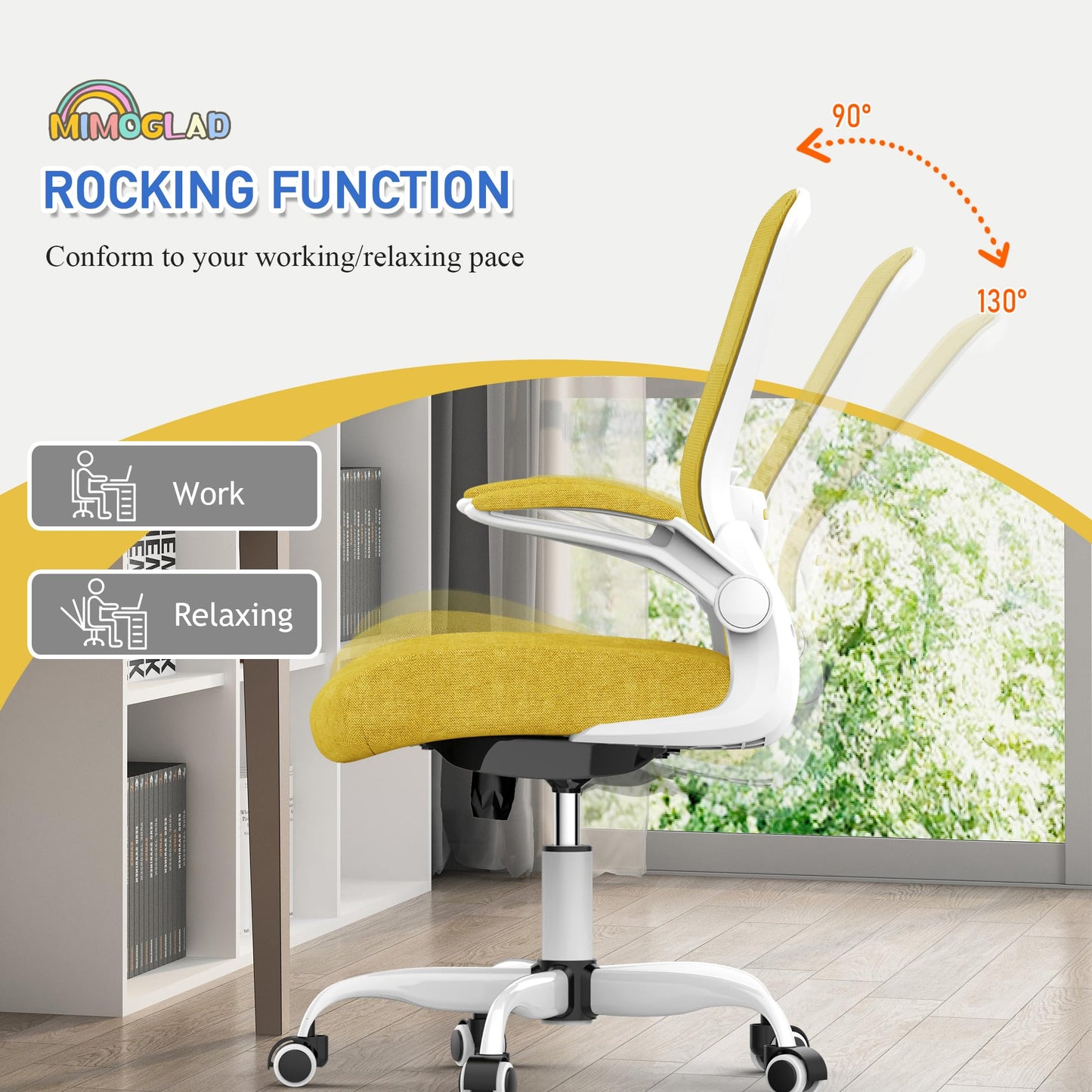 Mimoglad Ergonomic High Back Mesh Office Chair, Adjustable Lumbar Support, Thickened Seat Cushion (Modern, Jasmine)