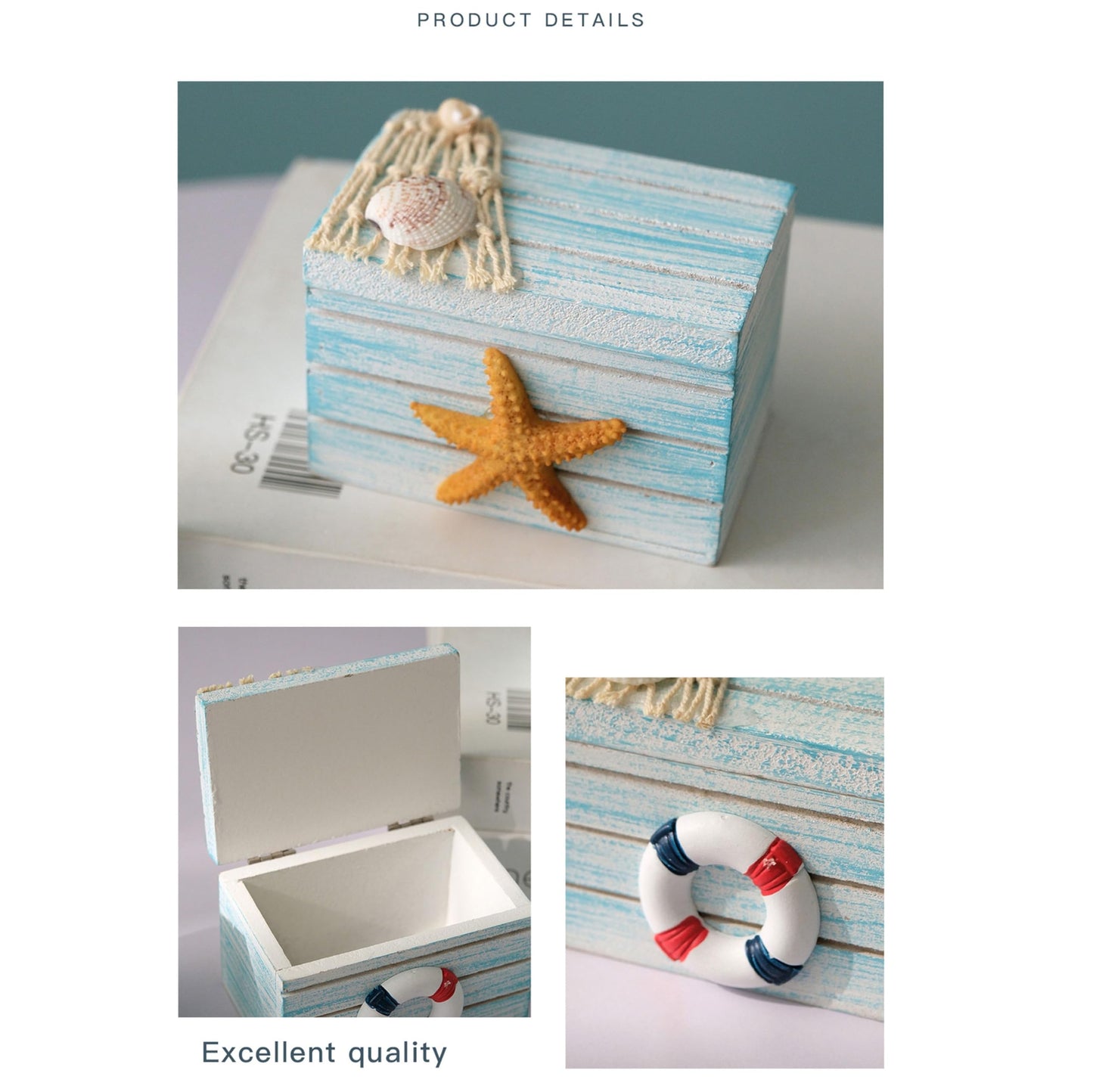 Veridian Living 2 Pack Wooden Handmade Mini Chair Jewelry Box Summer Beach Room Decor Hawaiin Nautical Theme Decoration for Home Office Desk (Anchor)
