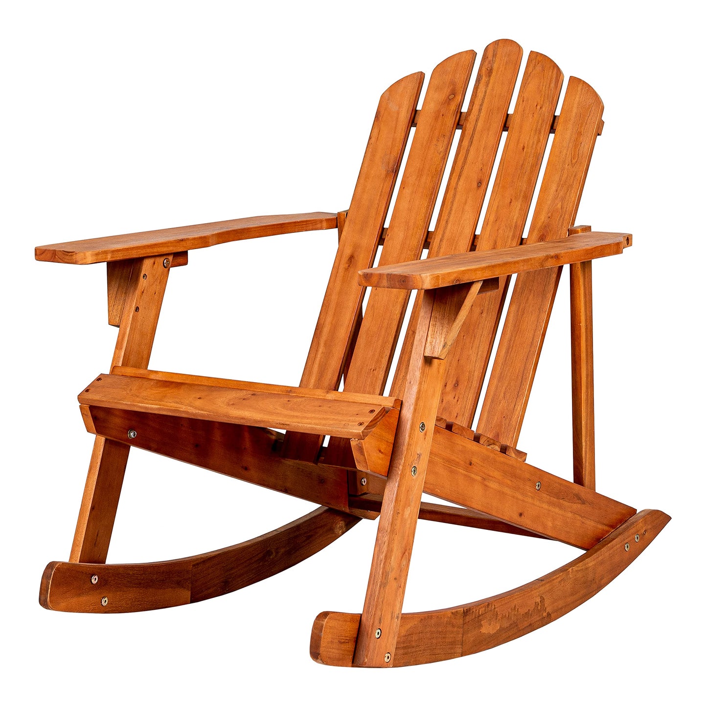 JONATHAN Y Kiawah Acacia Wood Adirondack Rocking Chair, Weather-Resistant Outdoor Slatted Rocker for Patio, Deck, Garden and Fire Pit, Solid Wood Lawn Seating, Light Brown PAT1000A