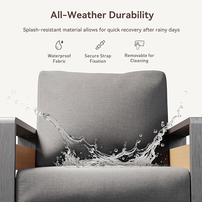 Aoxun Aluminum Outdoor Patio Furniture Set, 3 Seats Metal Sectional Patio