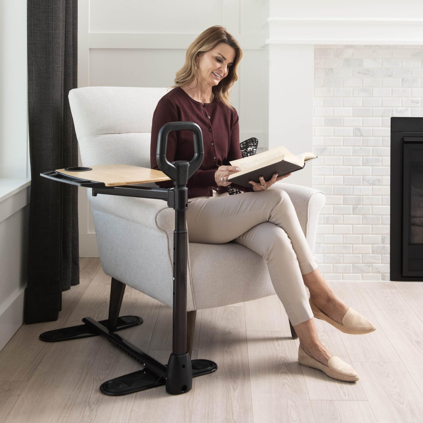 Able Life Tray Table, 360° Swivel Table with Cup Holder, Adjustable Height, Extra Large TV Tray for Eating, Laptop Desk for Couches, Chairs, Recliners, Ergonomic Stand Assist Safety Handle for Elderly