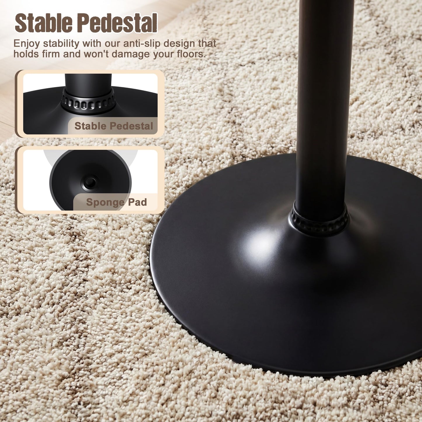 Furmax Bistro Pub Table Round Bar Height Cocktail Table for Home Bar, Small Round Bar Tables for Party, Dining Room, Living Room and Wedding, Metal Base MDF Top Obsidian, 40.6 Inch Height (1, White-1)