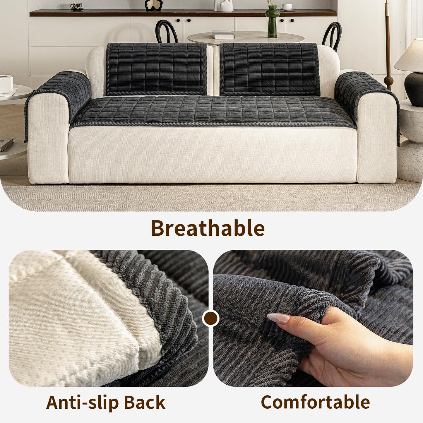 PJLZJFBY Couch Covers for Dogs Washable, 27.6"x82.7" Non Slip Couch Covers for Loveseat Sofa Pet Friendly, Soft Fuzzy Sofa Covers for Pet, Dog Couch Cover Furniture Protector(1PC,Dark Grey)