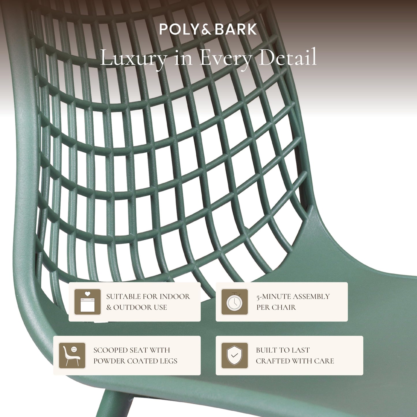 Poly & BARK Marais Modern Dining Chairs Set of 4 – Mid Century Modern Plastic Dining Chair with Metal Legs – Kitchen & Dining Room Chairs – Dining Table Chairs Set – Indoor/Outdoor – Pistachio Green
