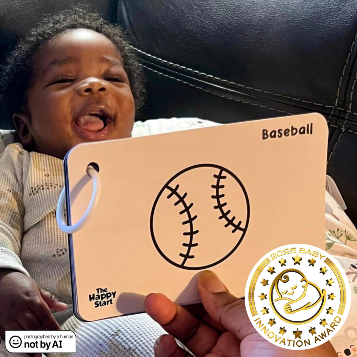 Happy Start High Contrast Baby Cards for Newborns - Black & White Cards, Water-Resistant, BPA-Free, Portable Educational Flashcards for Visual Stimulation, Award-Winning, Ages 0+(English & Vietnamese)