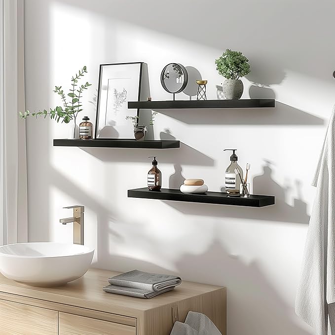 YYWUOJJ Wood Floating Shelves for Wall Decor, Rustic Wall Shelves for Bedroom