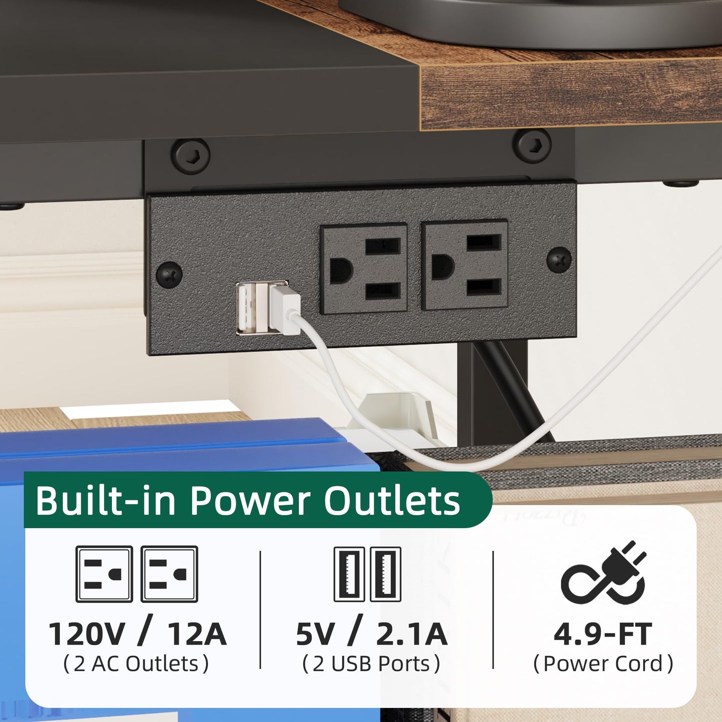 YAOHUOO 23.6"×23.6" Large Printer Stand with Power Outlet, Printer Table with Storage Side Pocket, Heavy Duty Rolling Cart for Home Office 3D Printer/Laser/Heat Press Table, Rustic Brown