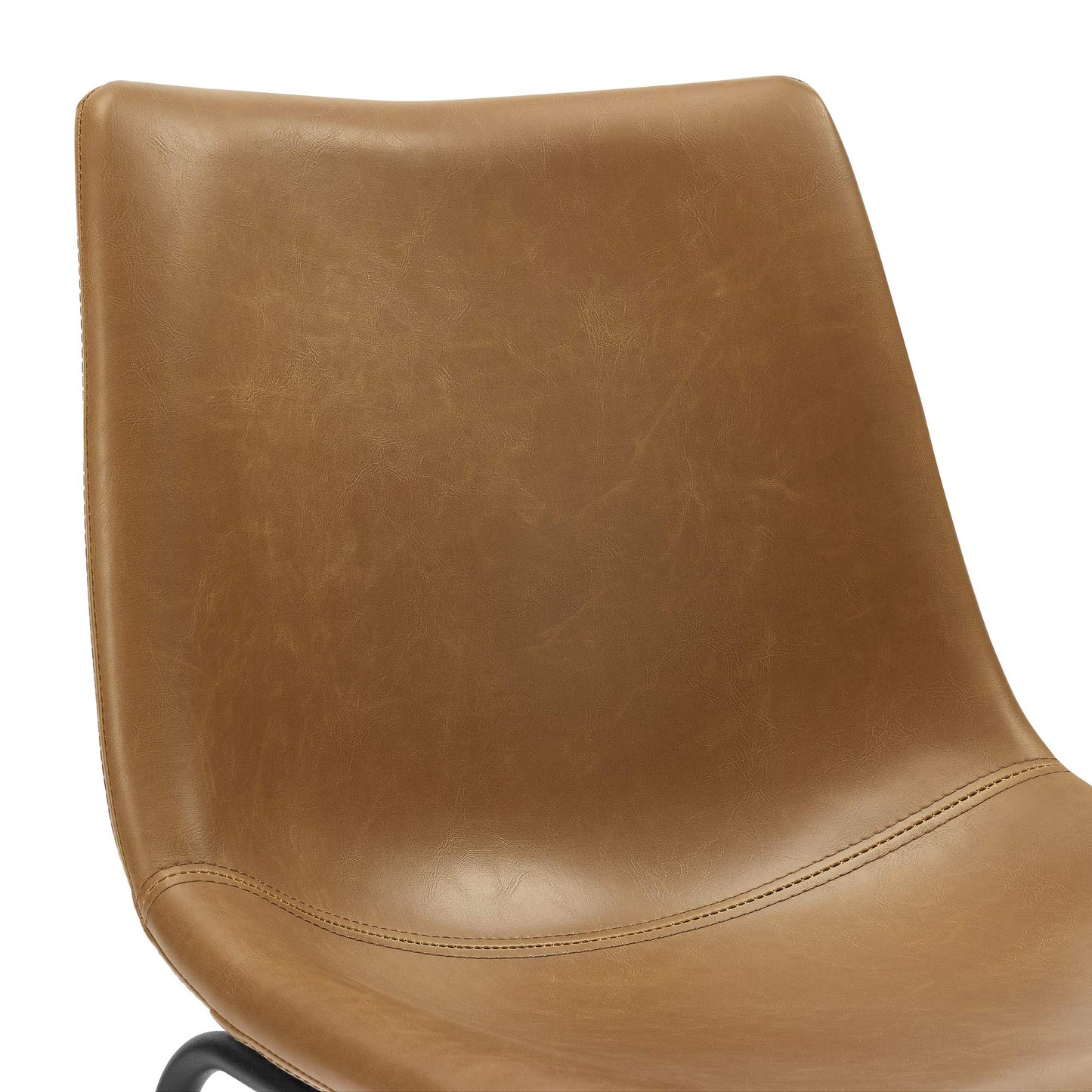 Walker Edison Douglas Urban Industrial Faux Leather Armless Counter Chairs, Set of 2, Whiskey Brown