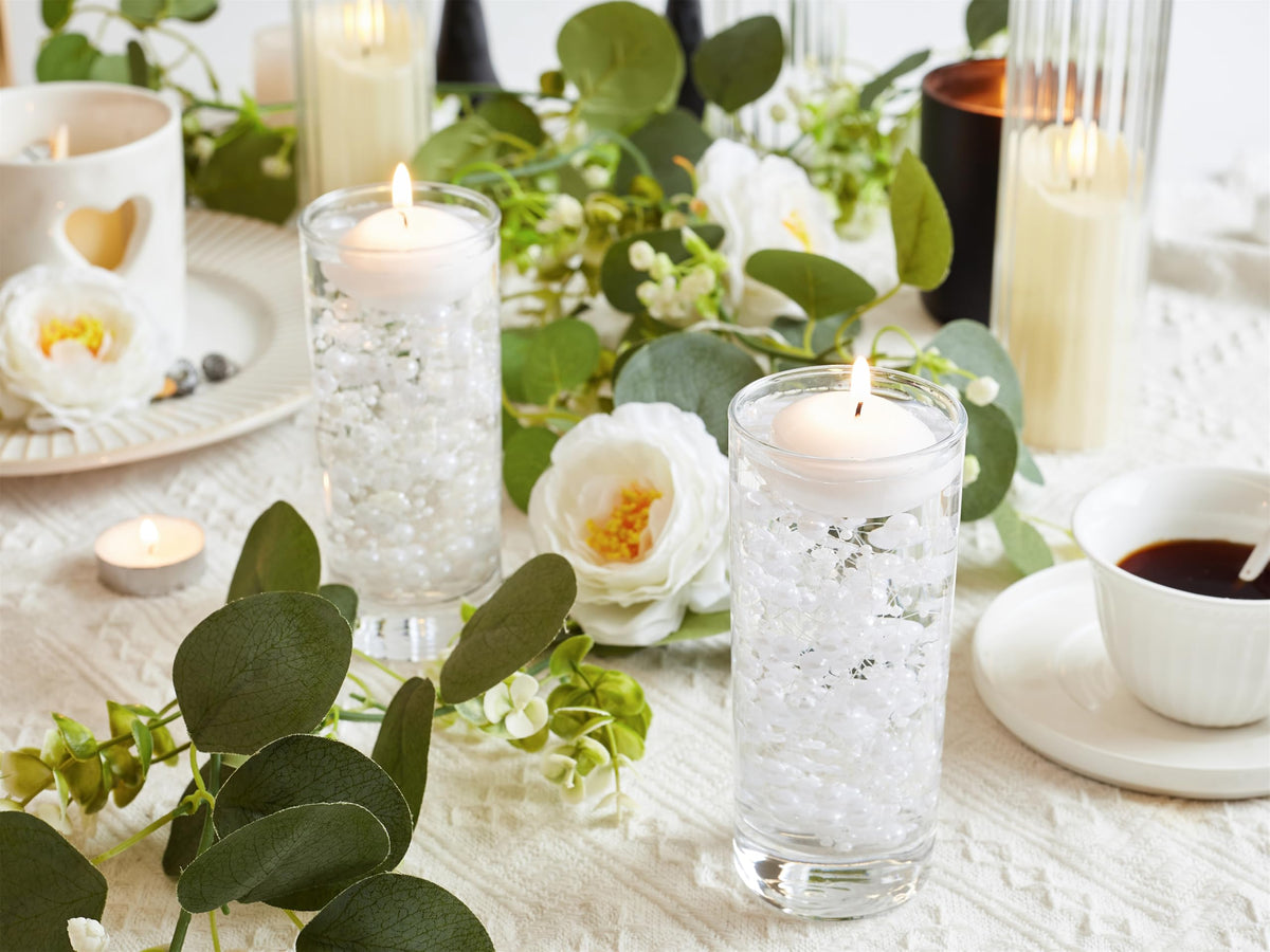 YATOJUZI 30 PCS Artificial Pearl String White Vase Filler Floating Pearls for Vases Centerpieces Faux Pearl Beads String Decorations Wedding Holiday Party Decor