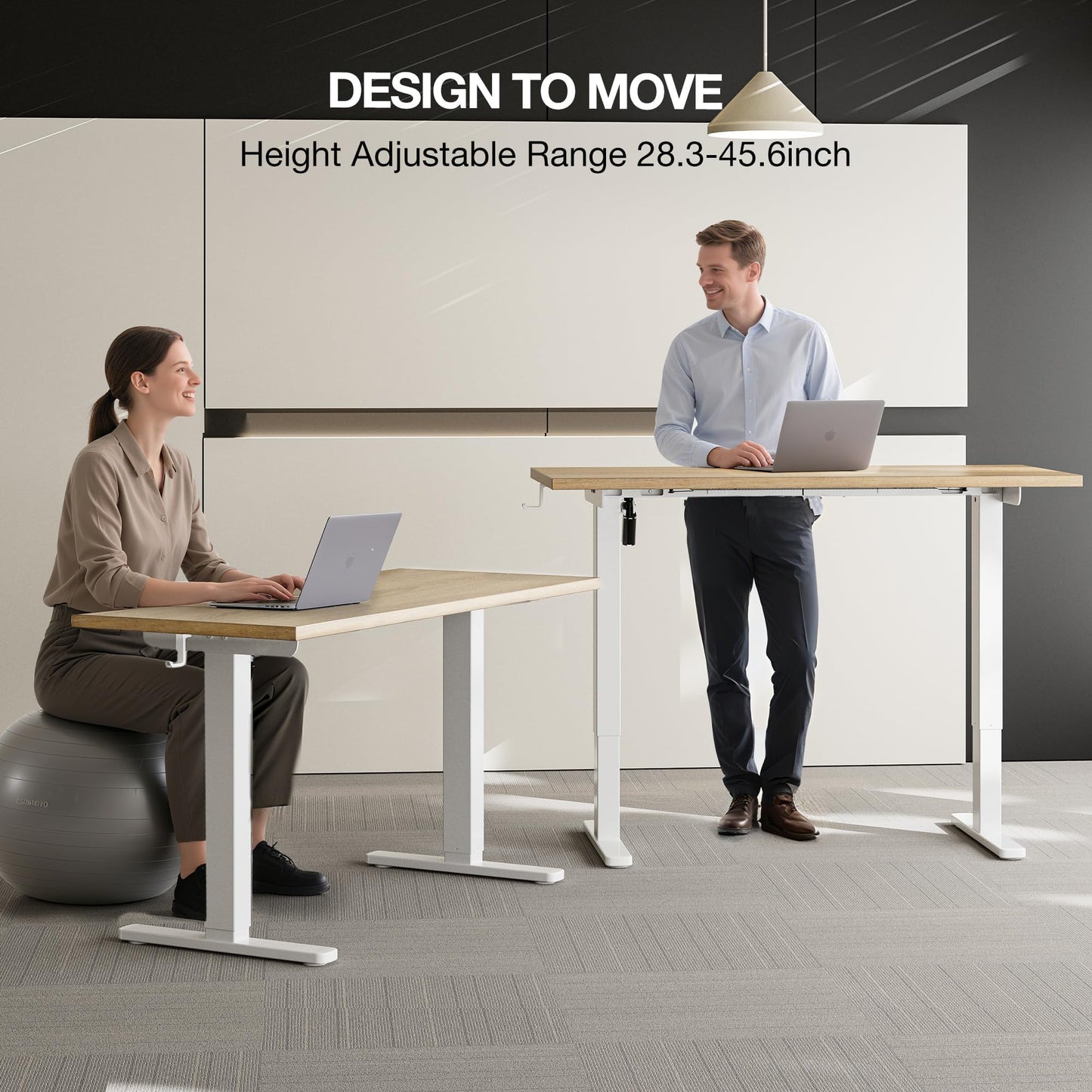 Acrolix Electric Standing Desk, Height Adjustable Home Office Desk with Memory Presets & Cable Management,Oak Sit Stand Desk for Work from Home, Ergonomic Computer Desk (48" x 24")