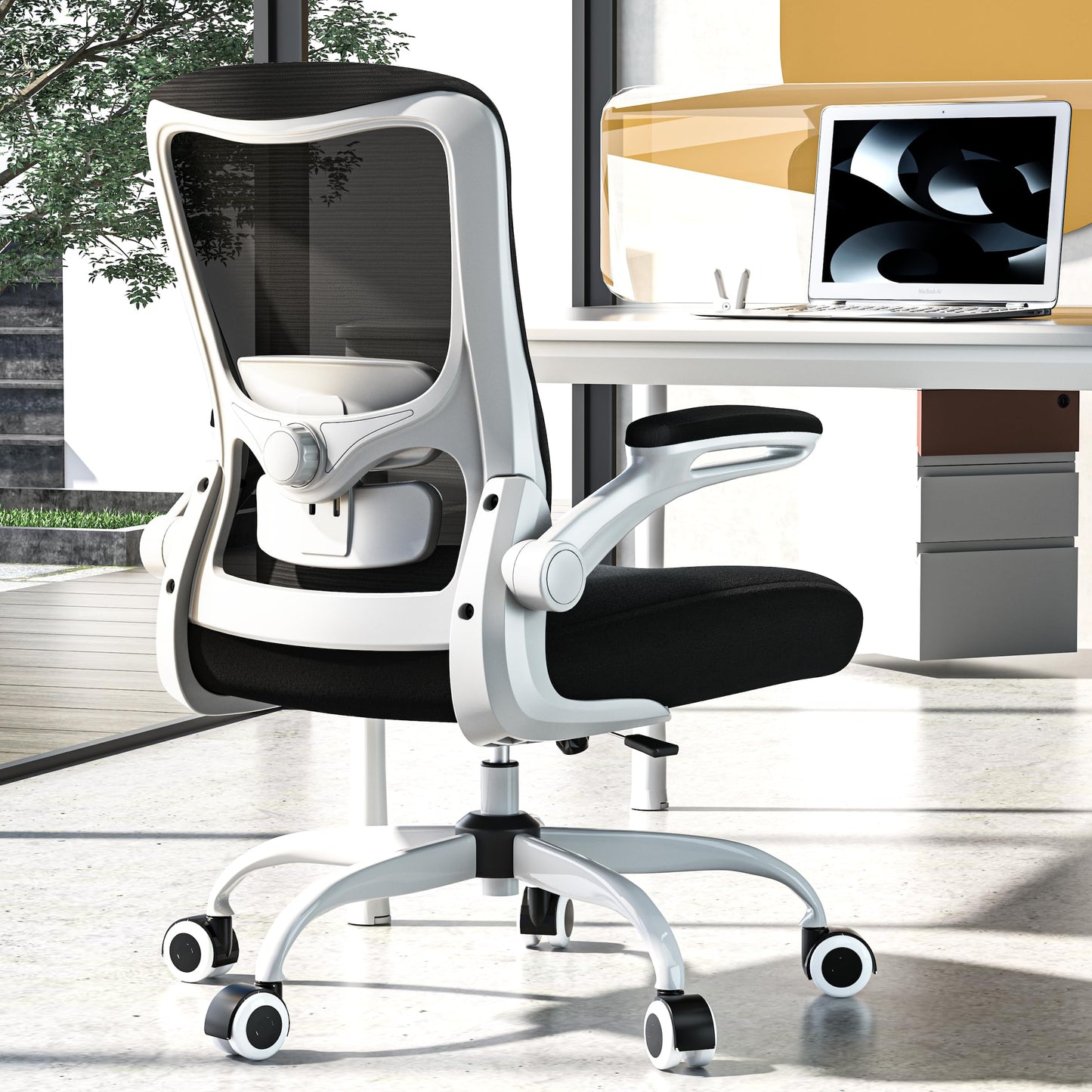 Ergonomic Office Chair - High Back Desk Chair with Adjustable Lumbar Support, Breathable Mesh Back, 330LBS Capacity, Easy Assembly (Black&White)