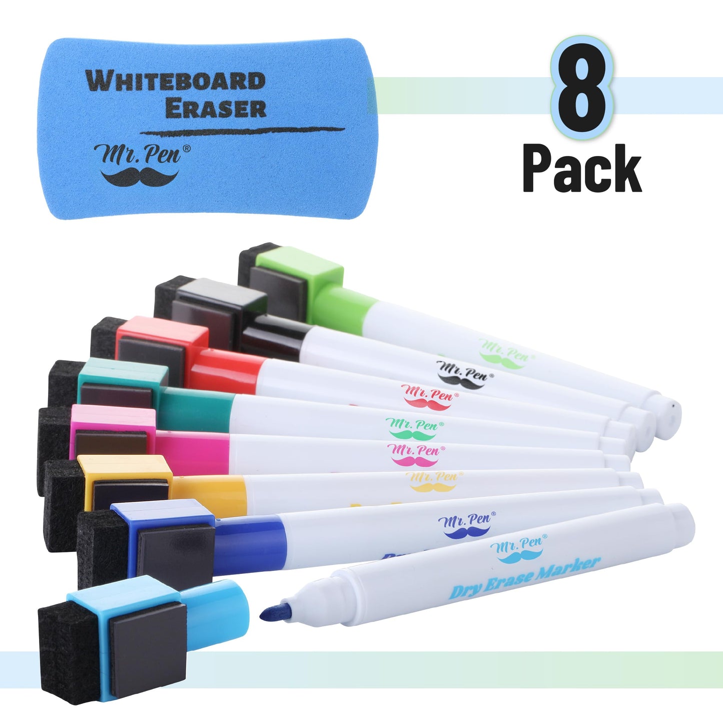 Mr. Pen- Magnetic Dry Erase Markers, 8 Pack with Whiteboard Eraser