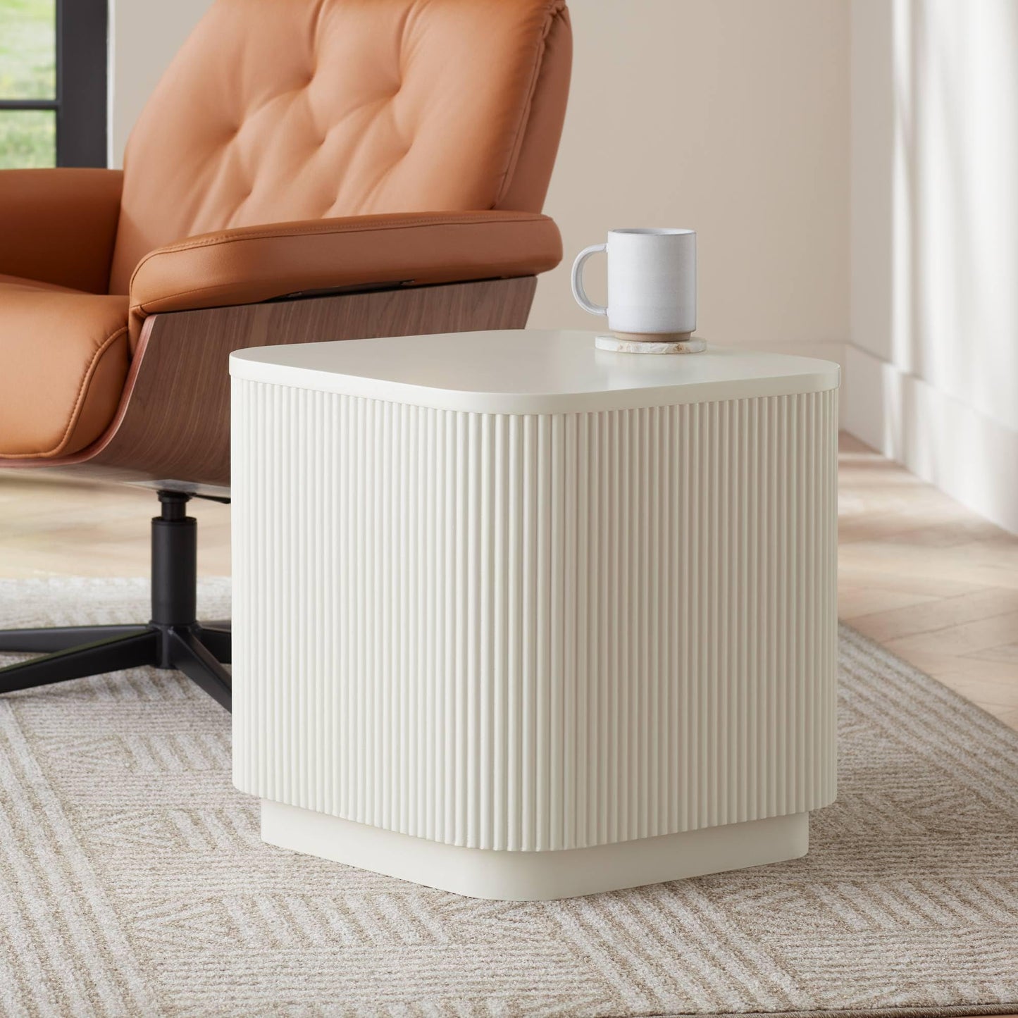 Studio 55D Murphy 18 1/4" Wide White Pleated Side Table