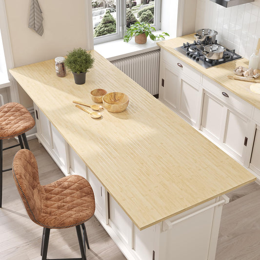 EaseStick Bamboo Wood Contact Paper Peel and Stick Light Wood Wallpaper for Cabinets Countertops Waterproof Adhesive Beige Wooden Slat Wallpaper Striped Wall Paper for Bathroom Table Cover 15.7"x160"