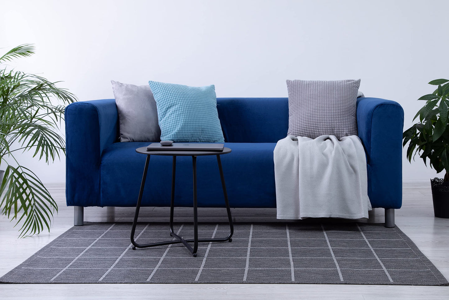 MASTERS OF COVERS Snug Fit Classic Velvet Klippan Loveseat Slipcover for The IKEA 2 Seater Klippan Loveseat Sofa Cover Replacement (Blue, Velvet)