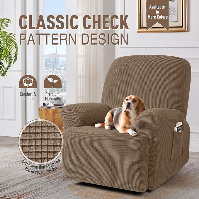 TAOCOCO Oversized Recliner Chair Covers, 1 Seater Streach Recliner Covers Soft