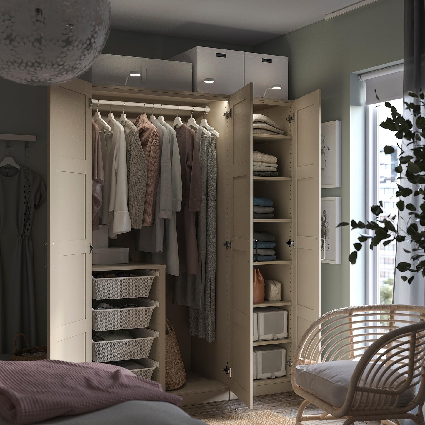 ProTuning PAX/BERGSBO Wardrobe combination, grey-beige/grey-beige, 150x60x201 cm