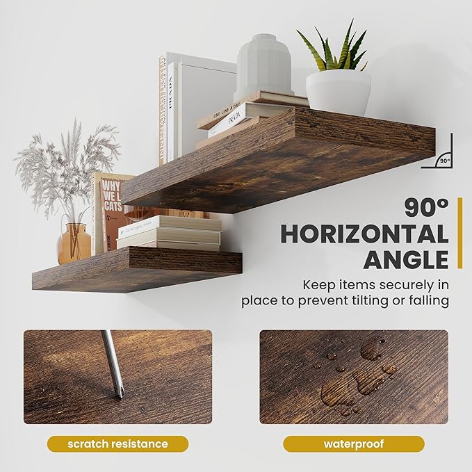 Acovy 40 Inch Floating Shelves, 9.3" Deep Floating Shelf Wall Mounted, Rustic
