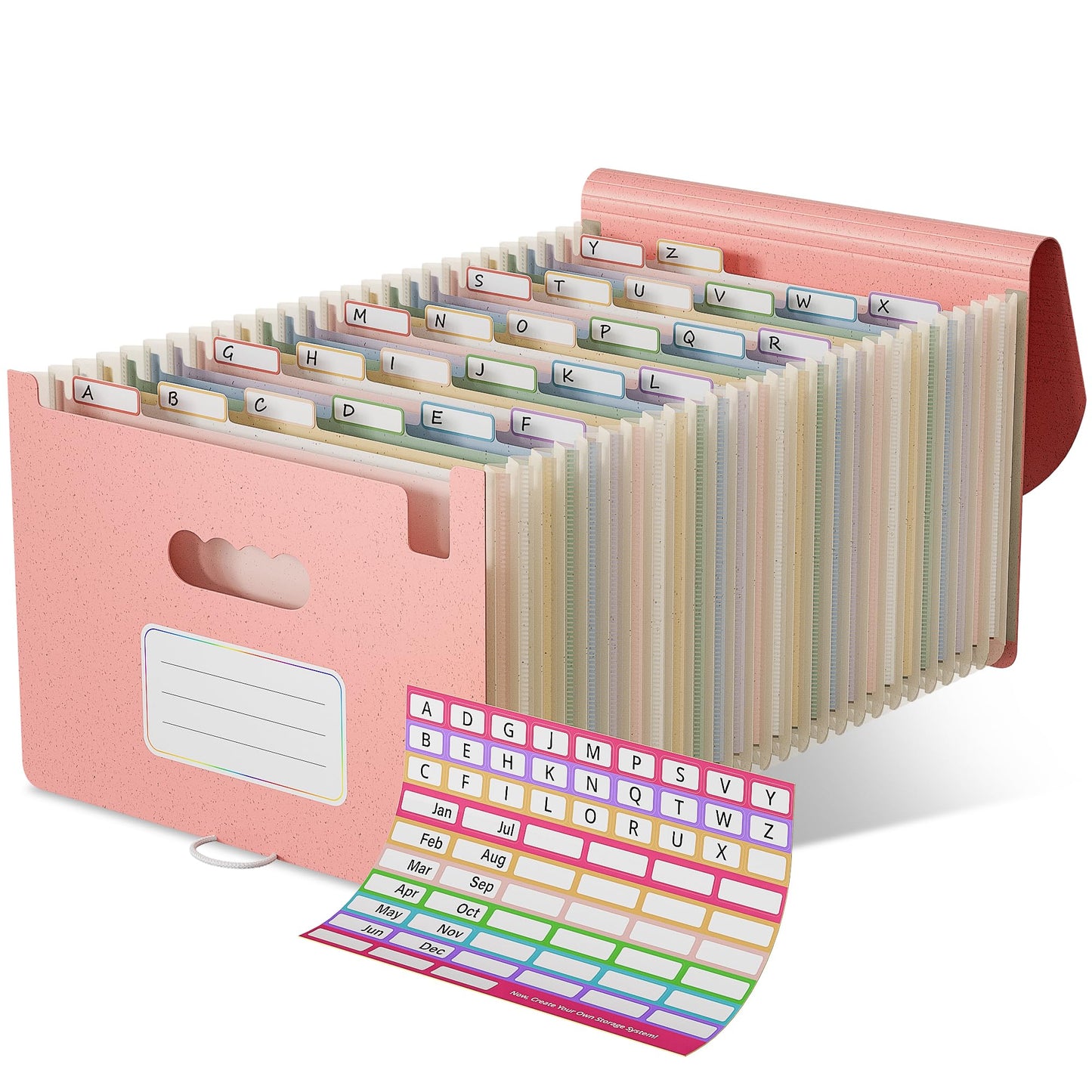EcoStash Wheat Straw Accordion File Organizer, 26 Pockets Expanding File Folder, Monthly Bill Receipt Organizer with A-Z Tabs, BPA Free, Letter/A4 - Strawberry Pink