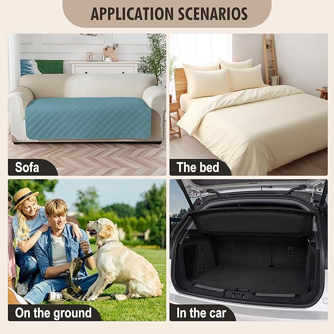 Genina Waterproof Couch Cover, Washable Anti-Slip 78inch Sofa Covers