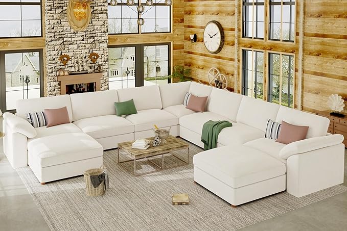 EASE MOOSE Oversized Sectional Modular Sofa，Comfty U Shape Sectional FSC