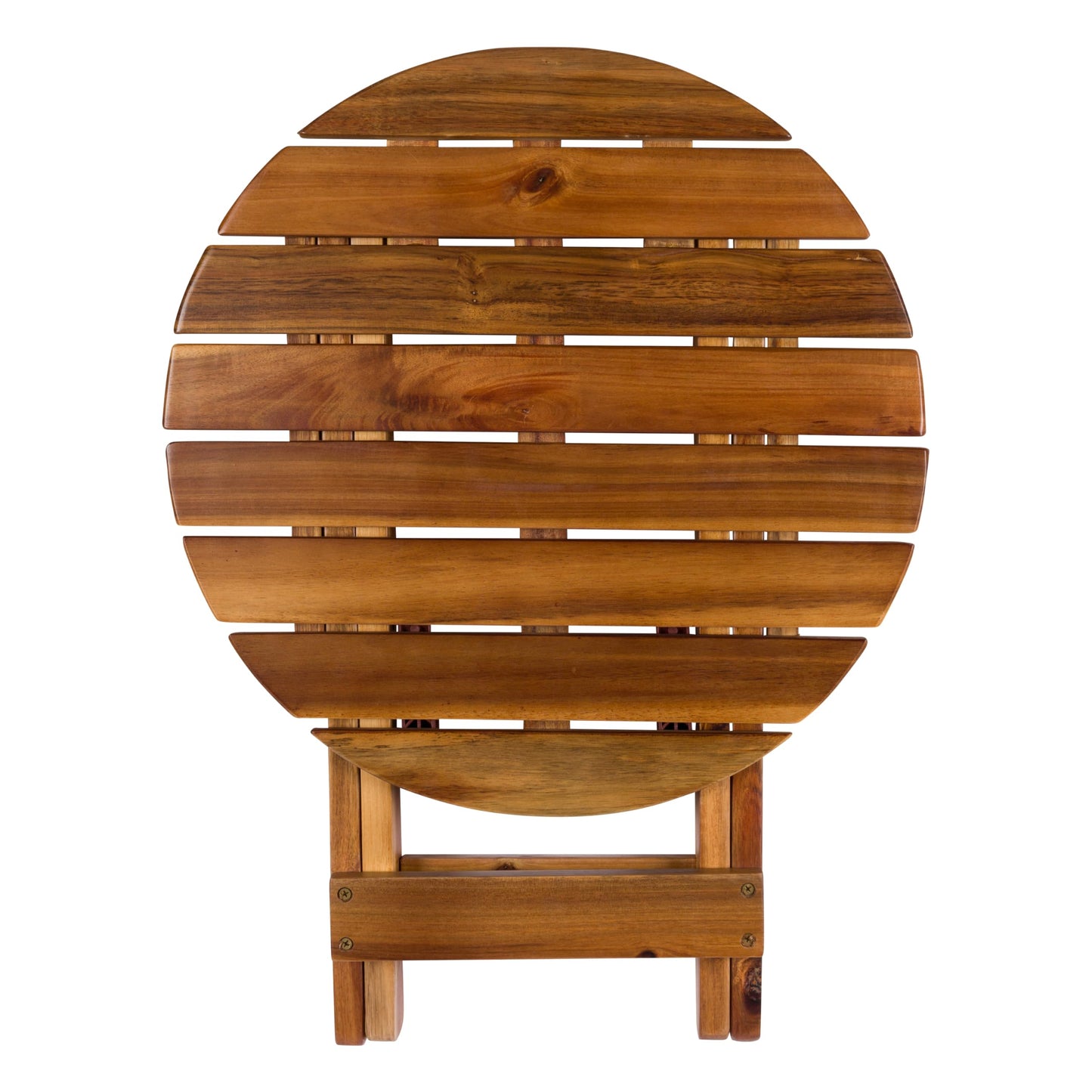 Shine Company Indoor/Outdoor Adirondack Round Folding Acacia Wooden Side Table, White
