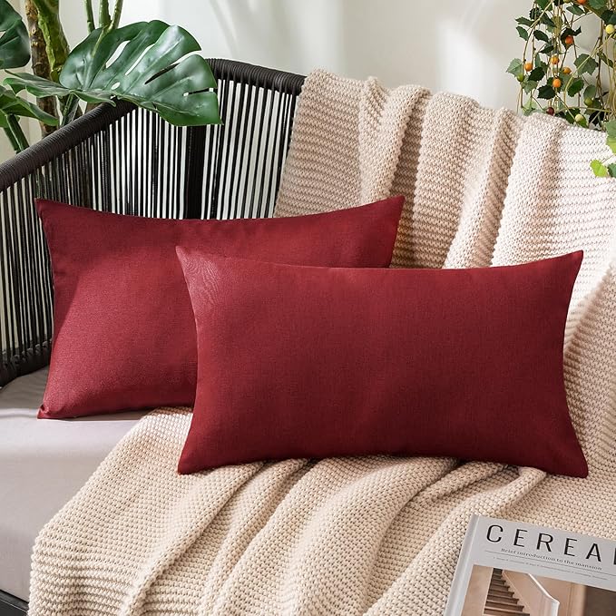 MIULEE Pack of 2 Decorative Outdoor Solid Waterproof Throw Pillow Covers Faux