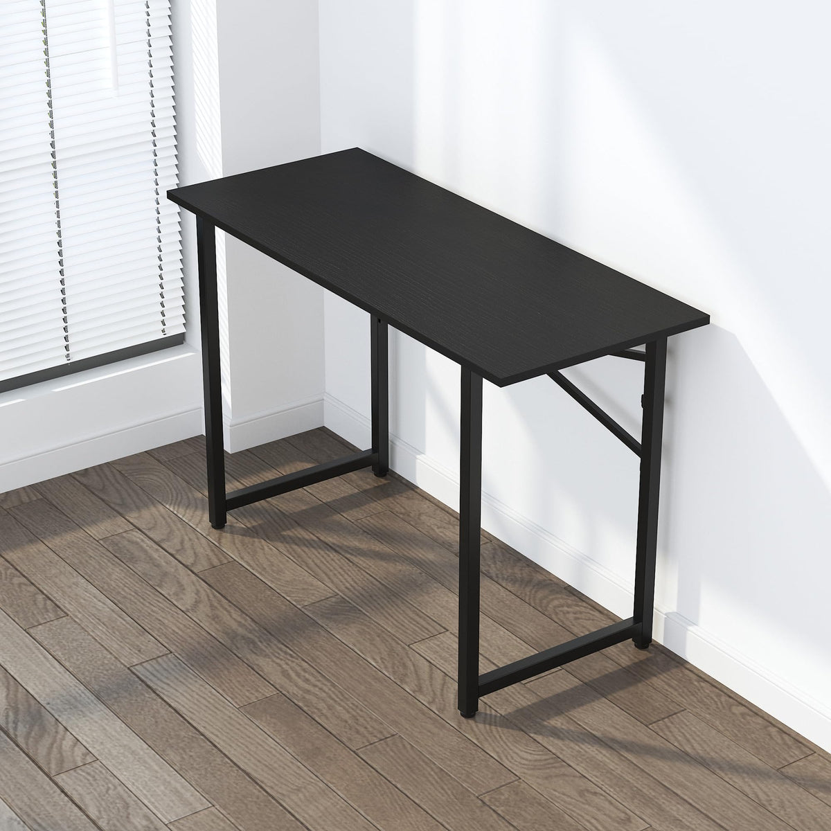 Lutown-Teen Folding Computer Desk 47 inch Writing Gaming Computer Camping Table, No Assembly Required Home Office Desk, Black