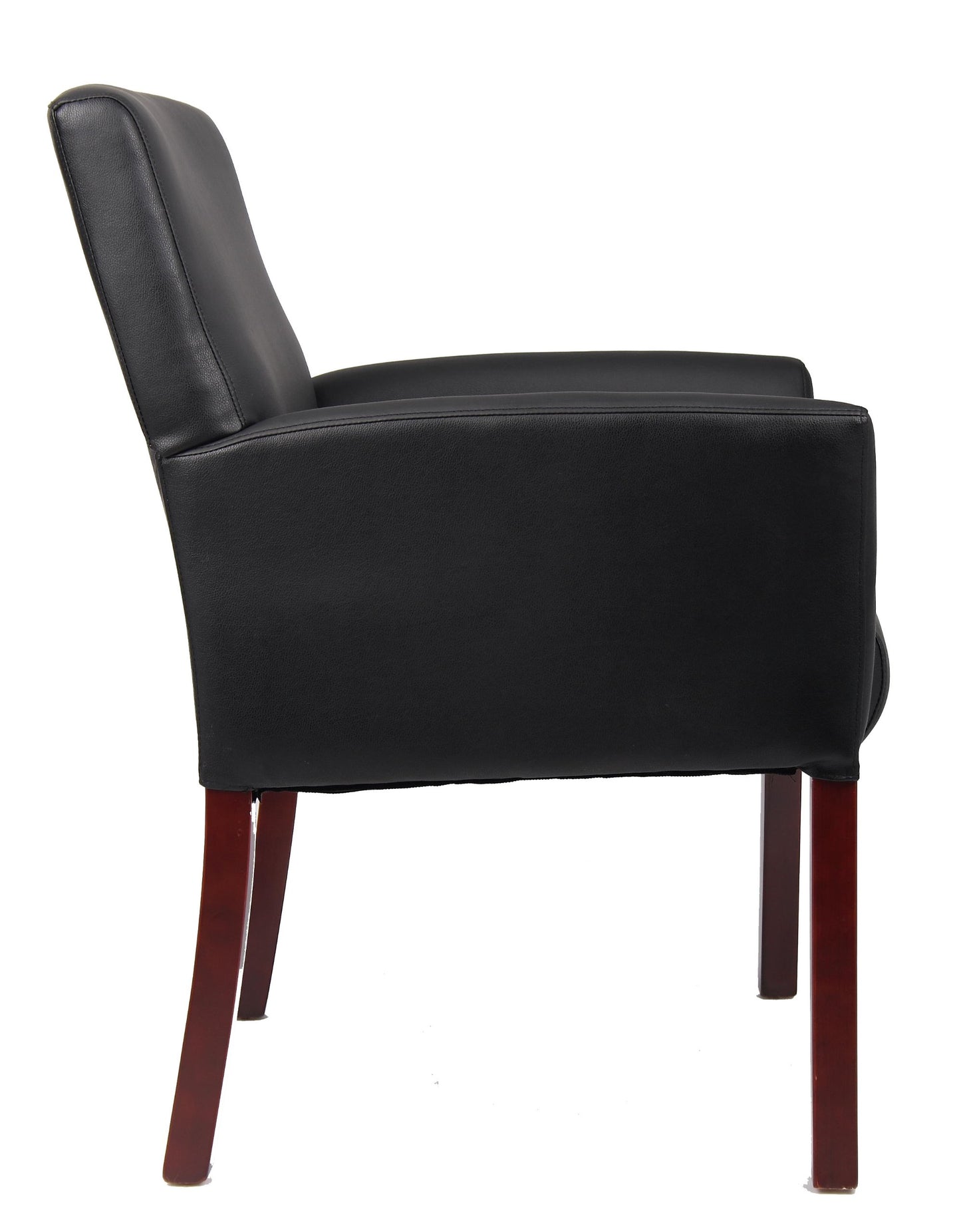 Boss Office Products Box Arm Guest Chair with Mahogany Finish in Black, 250 (B619)