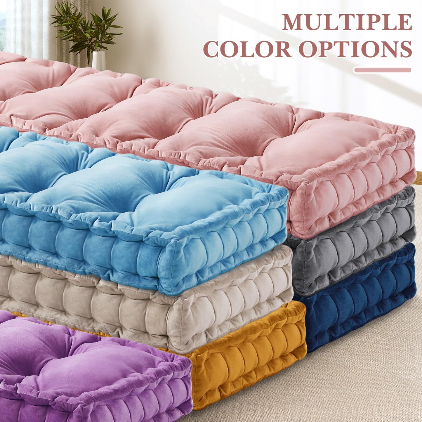 Threehoney Bench Cushions for Indoor Furniture 42x16 in Velvet Kitchen Dining Piano Window Seat Cushion, Tufted Patio Porch Swing Thicken Bench Pad Memory Foam(Pink)