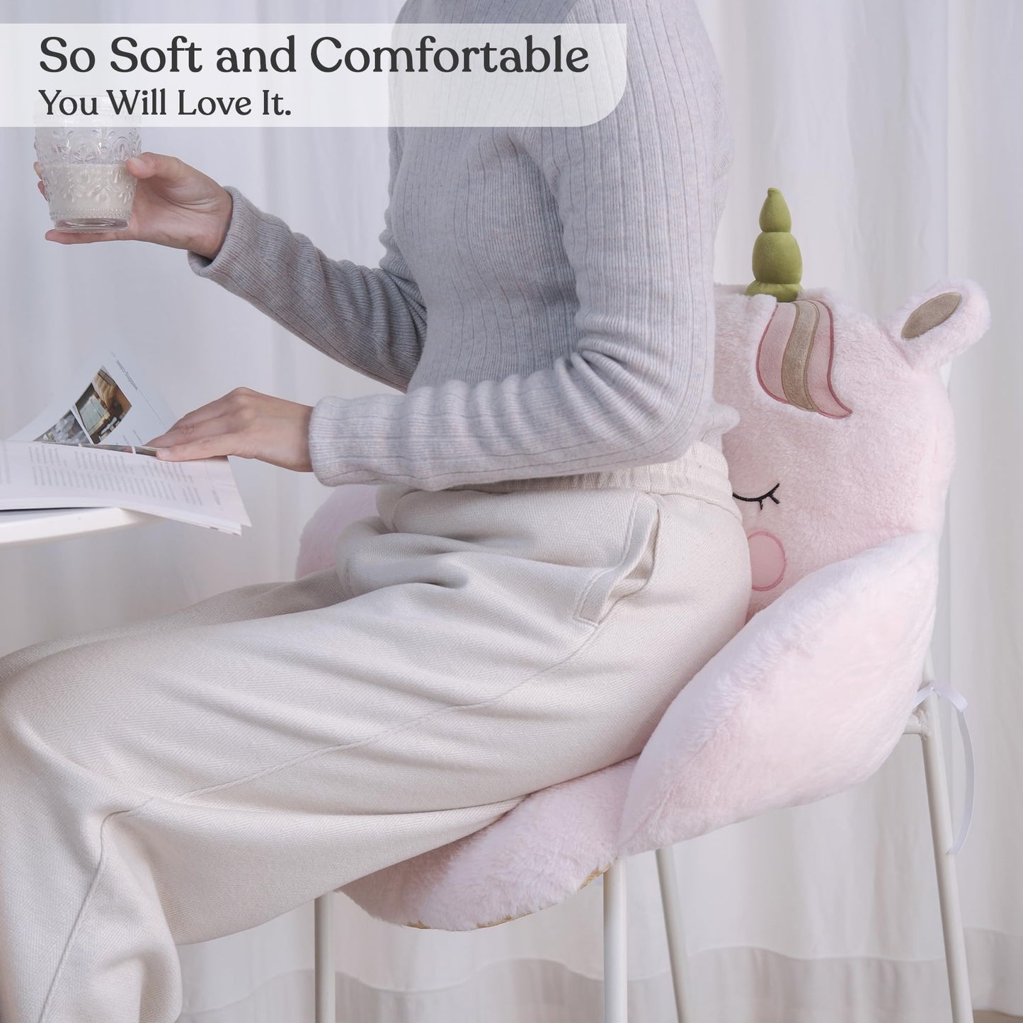 ninazy Unicorn Animal Cushion - Cute Pillows Chair Pillow - Pink Gaming Chair Cushion Cute - Seat Cushion for Office Chair - Sitting Pillows Car Seat Pillow Decor - Plush Pillows (Uni)