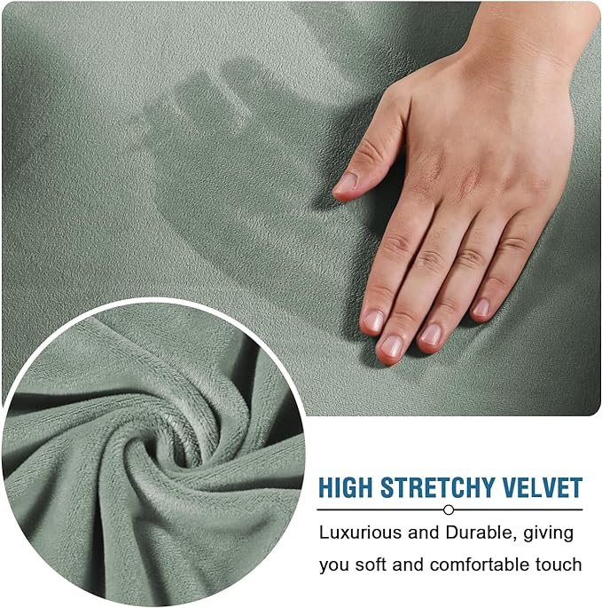 H.VERSAILTEX Real Velvet Plush 3 Piece Stretch Sofa Covers Couch Covers