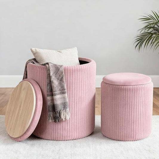 CAROLMADE Set of 2 Round Ottoman