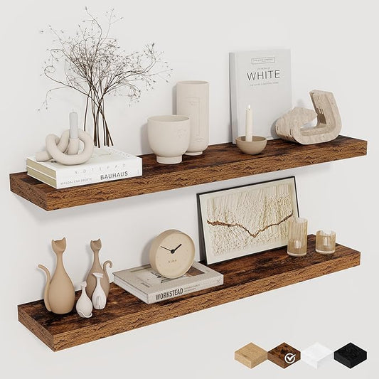 32Inch Floating Shelves for Wall 2 Pack Wood Shelves for Kitchen, Bedroom Wall