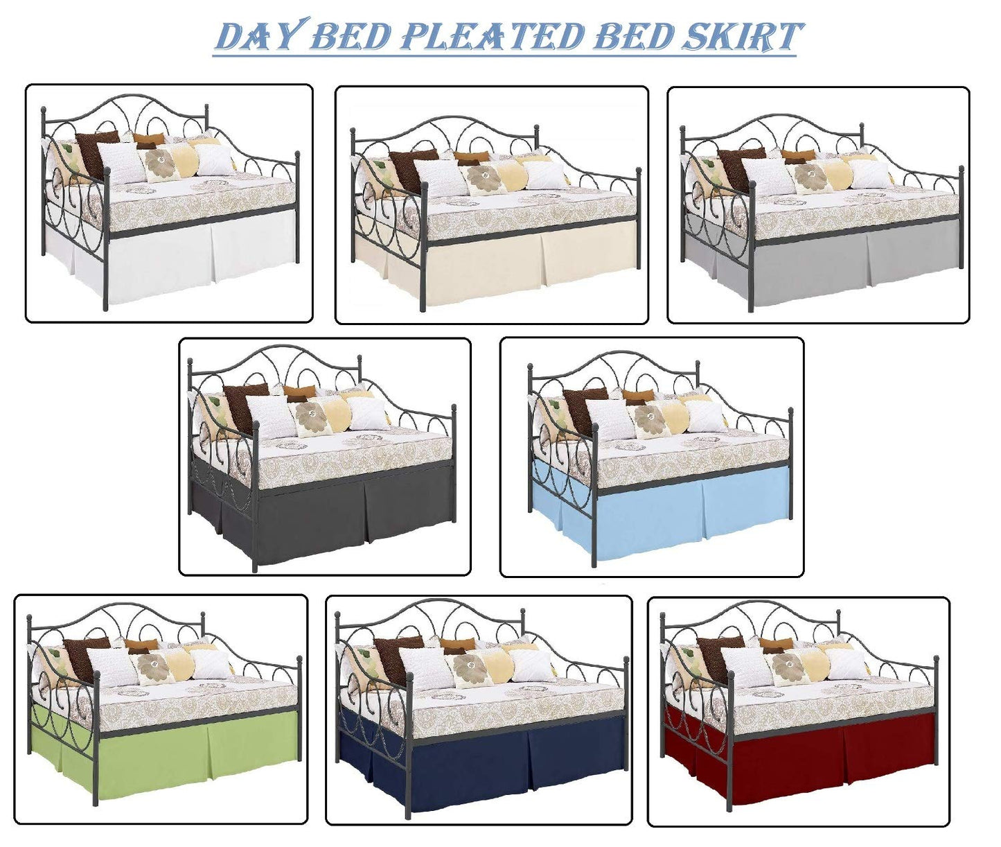 Pleated Bed Skirt with Split Corners for Daybeds - Three Side Coverage - Made with Brushed Microfiber, (Twin Size, Dark Grey Solid)/18 Inch Drop