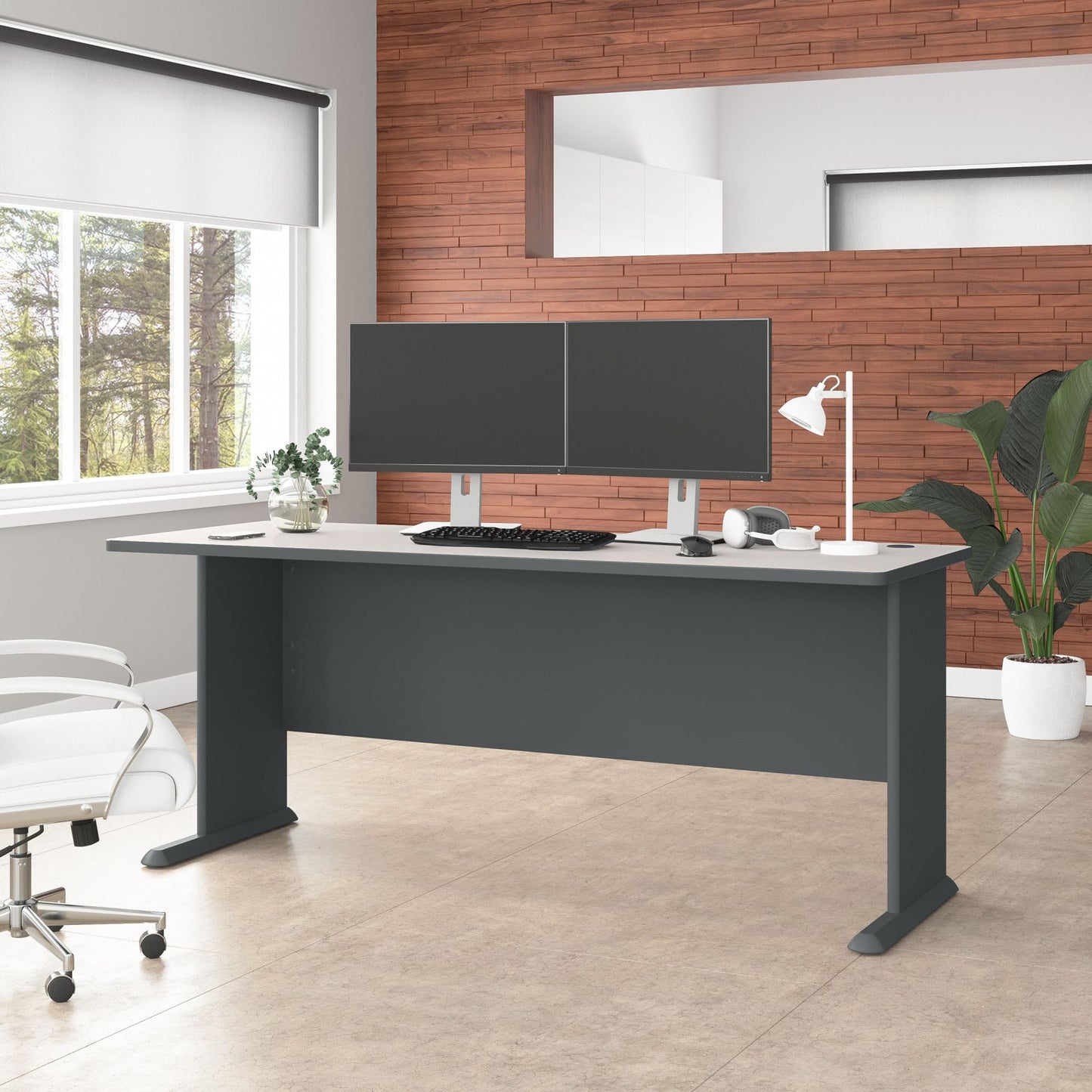 Bush Business Furniture Series A 72W Desk in Slate and White Spectrum
