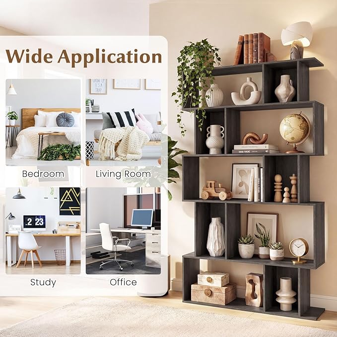 Giantex 5-Tier Bookshelf, 10-Cube Geometric Book Case