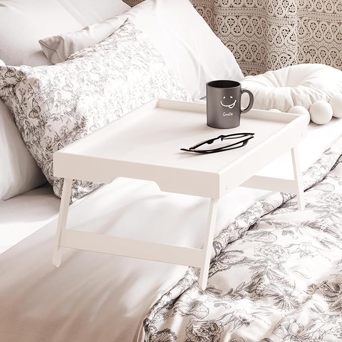 Fibogollo 2 Pack Bamboo Bed Tray Table