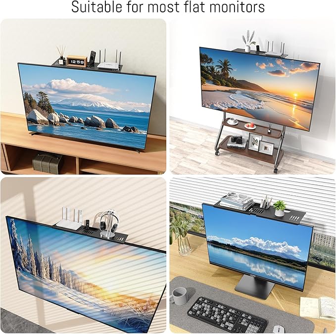 CABTE Adjustable Steel TV Top Shelf, Floating TV Stand, Universal Monitor Shelf