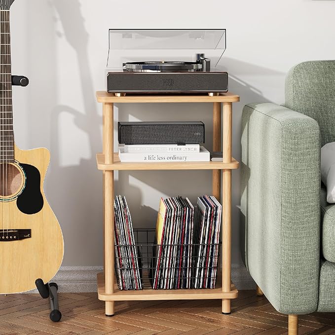 Apicizon 3 Tier End Table, Record Player Stand