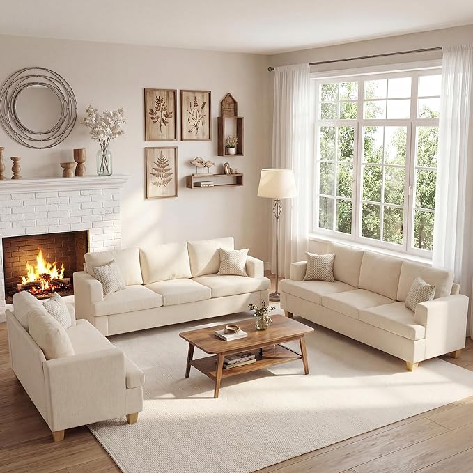 Apicizon 3 Pieces Couch Set Living Room Furniture Sets, Loveseat Sofa & 3